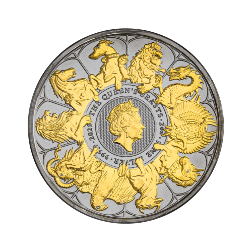 Thumbnail 2 oz Queens Beasts Silver Coin 2022 front