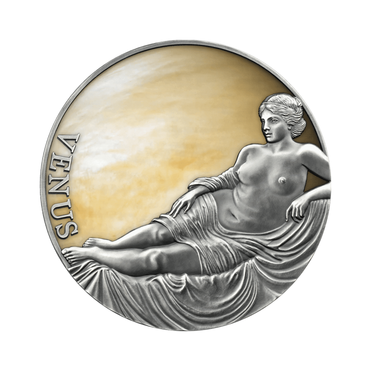 3 troy ounce silver coin Venus 2021 - Antique finish front