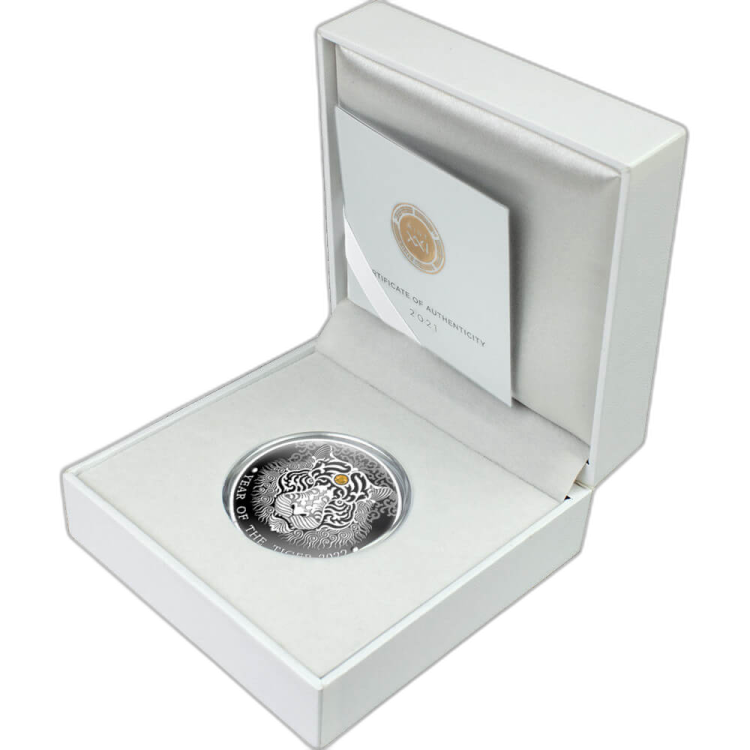1/2 troy ounce zilveren munt jaar van de tijger 2022 Proof voorkant