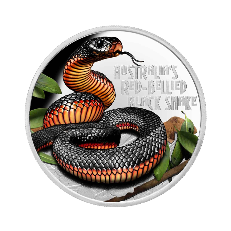 1 troy ounce zilveren munt zwarte adder 2022 Proof voorkant