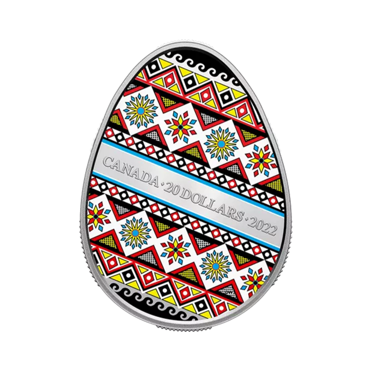 1 Troy ounce zilveren munt Pysanka Ei 2022 Proof voorkant
