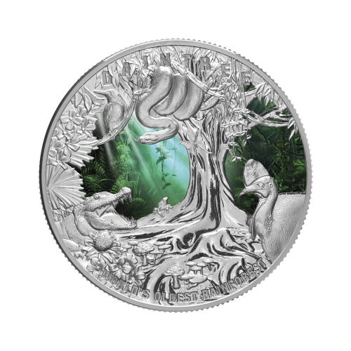 Thumbnail 5 troy ounce zilveren munt Daintree Regenwoud 2022 voorkant