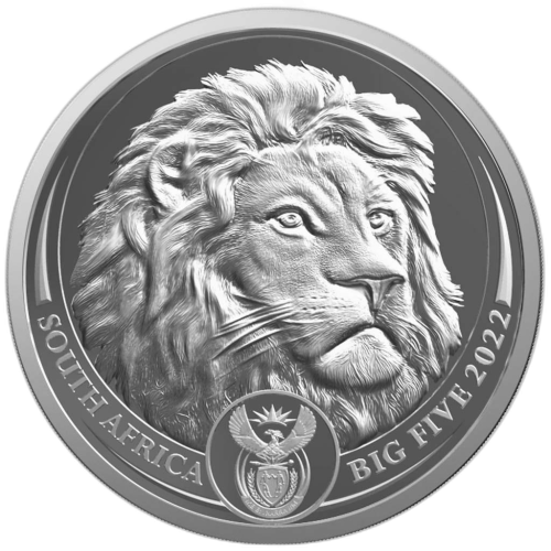 Thumbnail 1 troy ounce platina munt Big Five leeuw 2022 voorkant