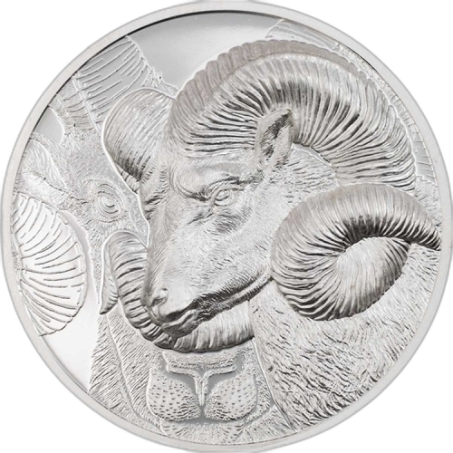 Thumbnail 3 troy ounce zilveren munt Magnificent Argali 2022 Proof voorkant