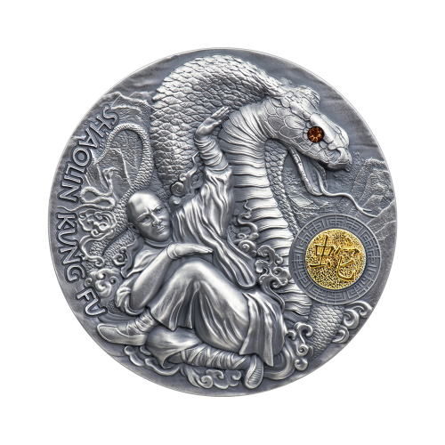Thumbnail 2 troy ounce zilveren munt Shoalin Snake voorkant