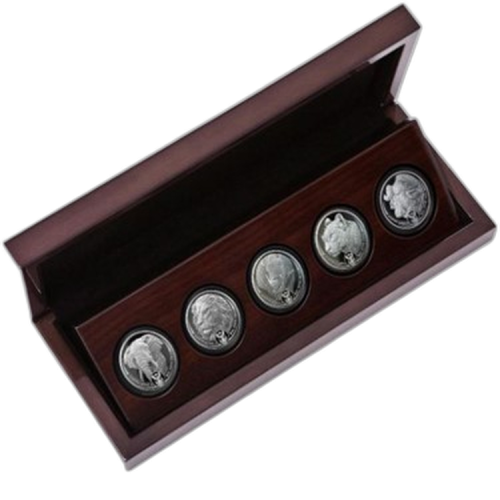 Thumbnail Set 1 troy ounce zilveren munten African big 5 voorkant