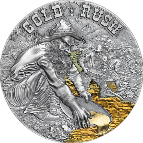 Thumbnail 50 Gram zilveren munt Gold Rush voorkant