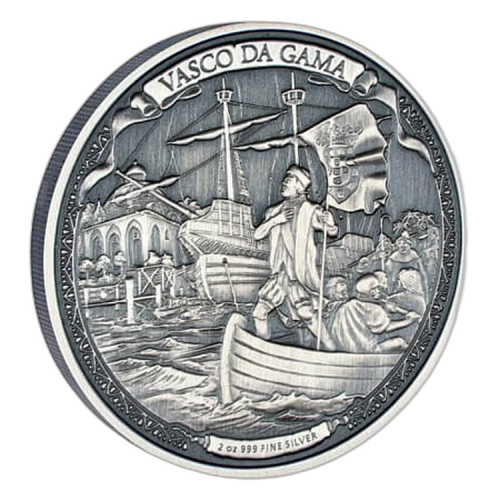 Thumbnail 2 troy ounce zilveren munt Vasco Da Gama Journeys of Discovery 2016 front