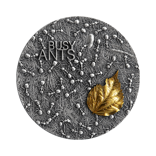 Thumbnail 2 troy ounce zilveren munt Drukke Mieren - antieke afwerking 2022 voorkant