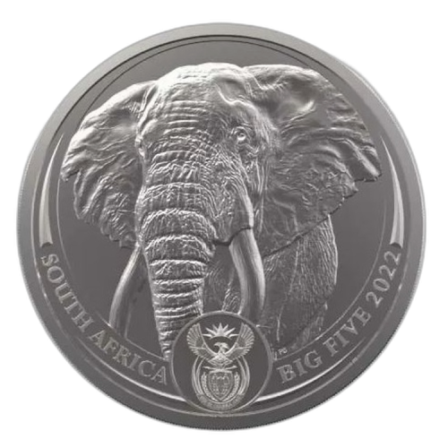 Thumbnail 1 troy ounce platina munt Big Five Olifant 2022 voorkant