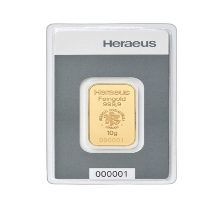 10g Heraeus Goudbaar 2017 voorkant
