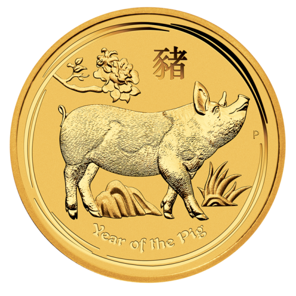 1/2 oz Lunar II Pig Gold Coin (2019)(Front)