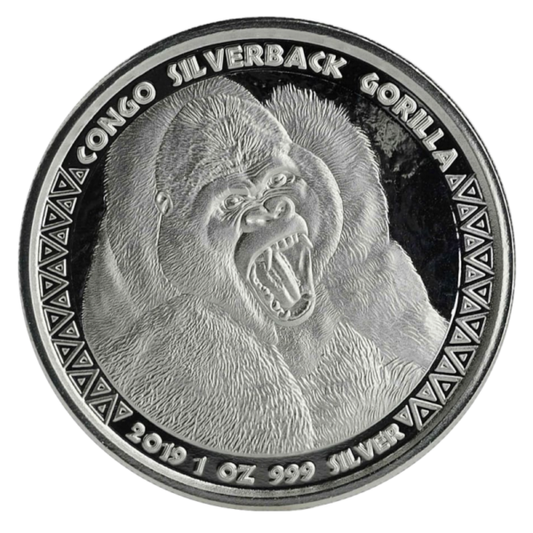 1 oz Congo Silverback Gorilla Silver (2019)(Front)