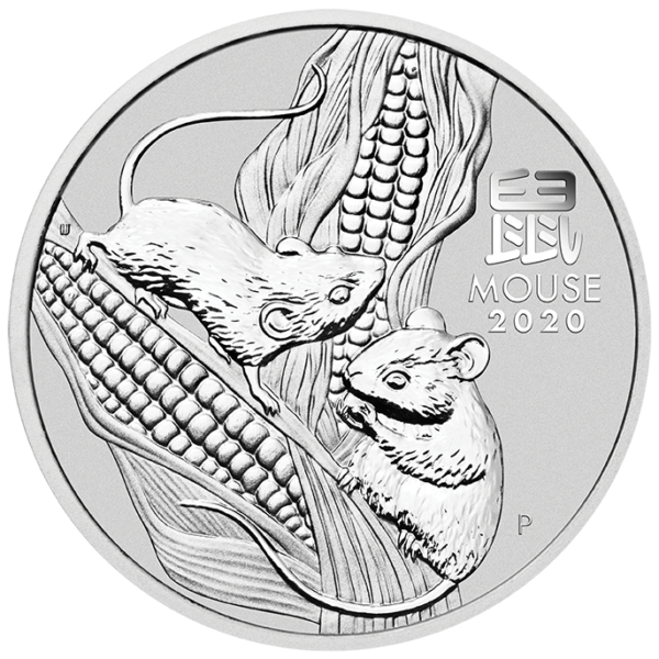 1 oz Lunar III Mouse Silver Coin (2020)(Front)