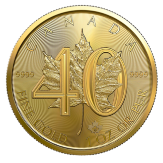 1 oz Maple Leaf 40th Anniversary Gold Coin (2019)(Front)