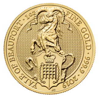 1 oz Queen's Beasts Yale of Beaufort Gold Coin (2019)(Front)