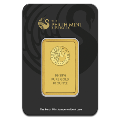 10oz Gold Bullion | Perth Mint Gold Bar with Certificate | 311gr(Front)