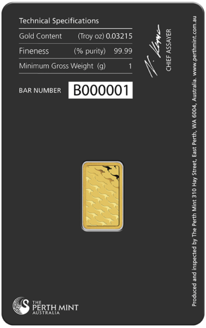 1g Gold Bullion | Perth Mint Gold Bar with Certificate | 1g(Back)