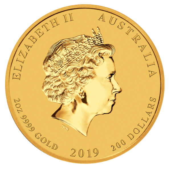 2 oz Lunar II Pig Gold Coin (2019)(Back)