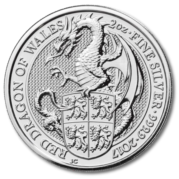 2 oz Queen's Beasts Dragon | Silver | 2017(Front)