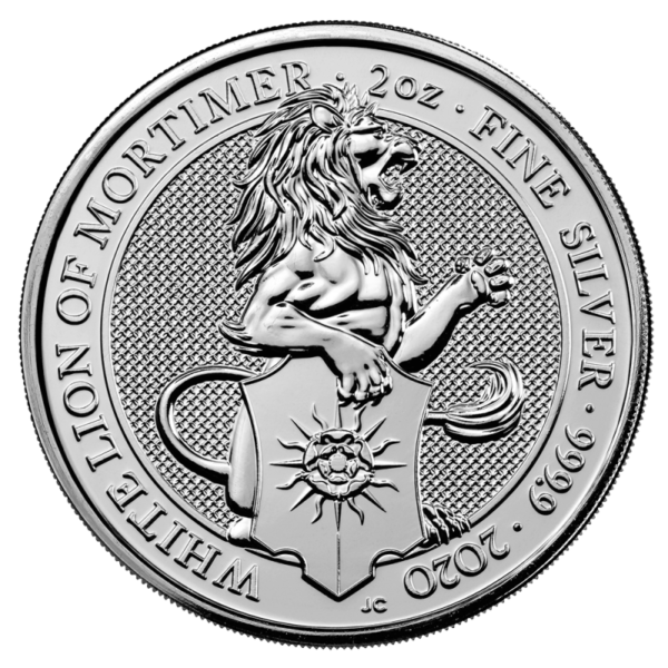 2 oz Queen's Beasts White Lion Silver Coin (2020)(Front)