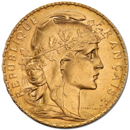 20 French Francs - Marianne, Rooster, Gold(Back)