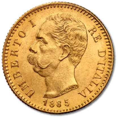 20 Italian Lira Umberto I | Gold | 1879-1897(Front)