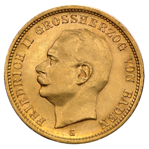 20 Mark | Grand Duke Friedrich II. Baden | Gold | 1907-1918(Front)