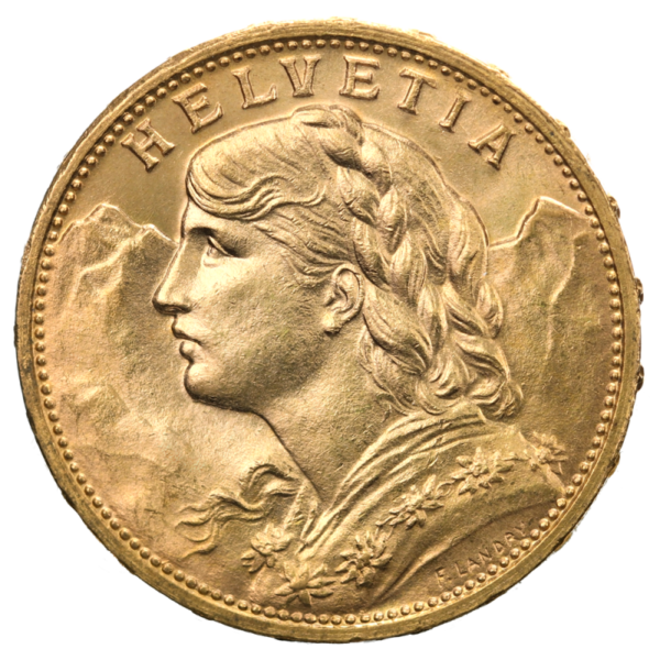 20 Swiss Francs, Vreneli, Gold(Front)