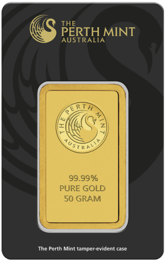 50g Gold Bullion | Perth Mint Gold Bar with Certificate(Front)