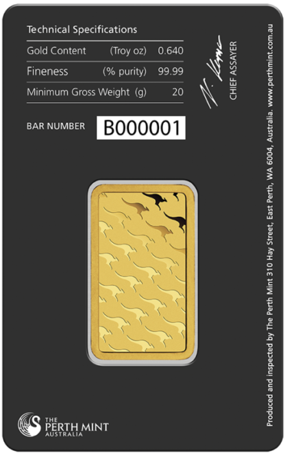 20g Gold Bullion | Perth Mint Gold Bar with Certificate(Back)