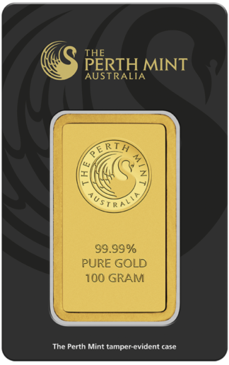 100g Gold Bullion | Perth Mint Gold Bar with Certificate(Front)