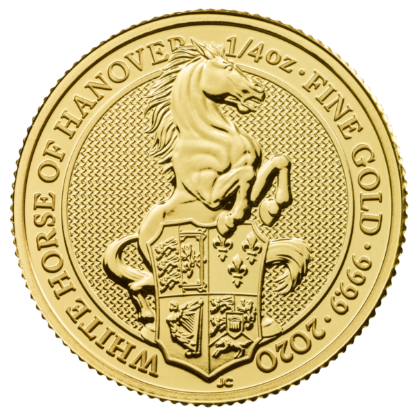 1/4 oz Queen's Beasts White Horse of Hanover Gold Coin (2020)(Front)