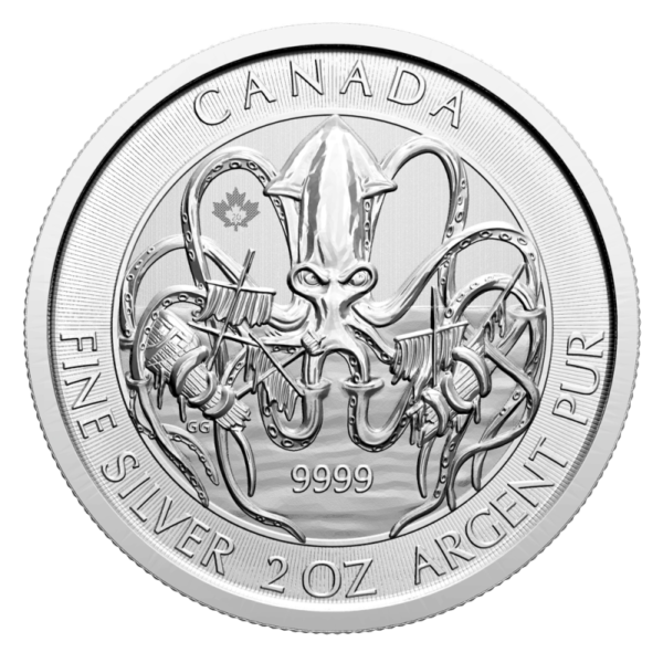2 oz Canada Kraken Silver Coin (2020)(Front)