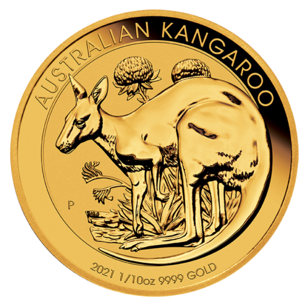 1/10 oz Kangaroo Gold Coin (2021)(Front)