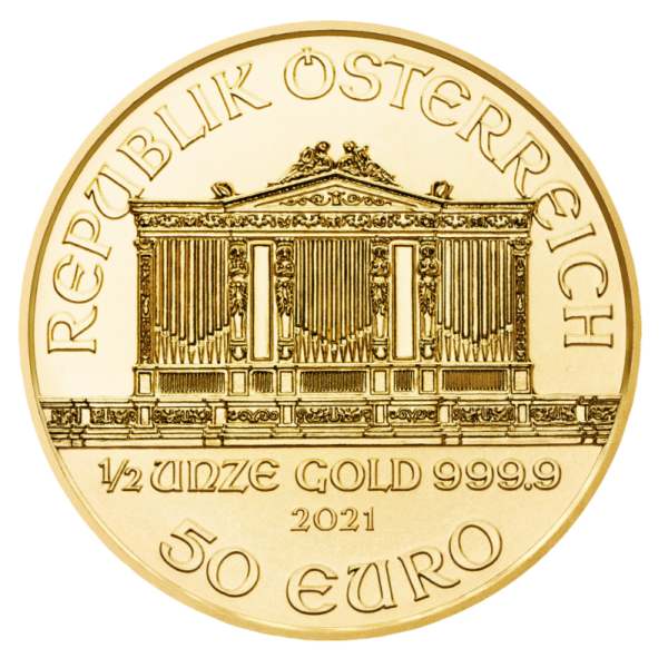 1/2 oz Vienna Philharmonic Gold Coin (2021)(Back)
