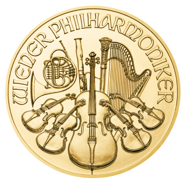 1/4 oz Vienna Philharmonic Gold Coin (2021)(Front)