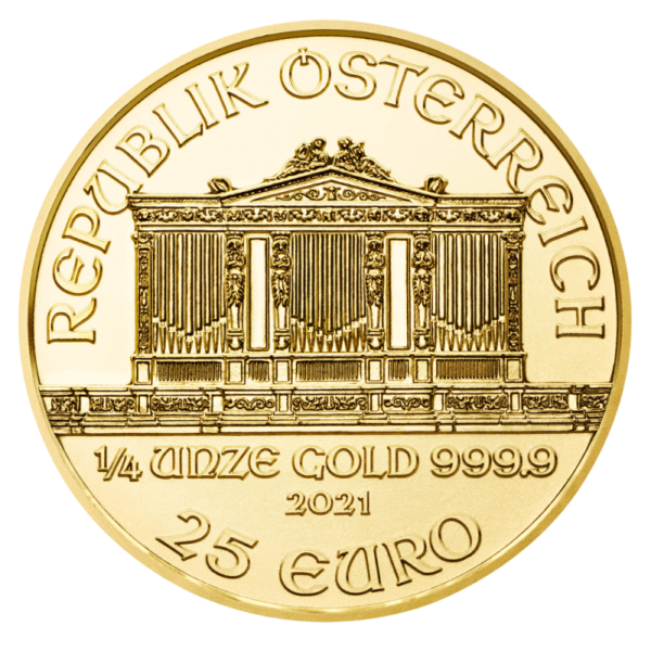 1/4 oz Vienna Philharmonic Gold Coin (2021)(Back)