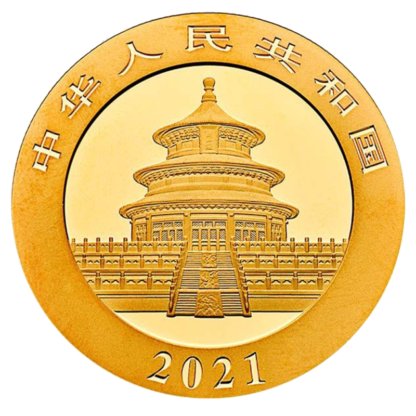 30g China Panda Gold Coin (2021)(Back)