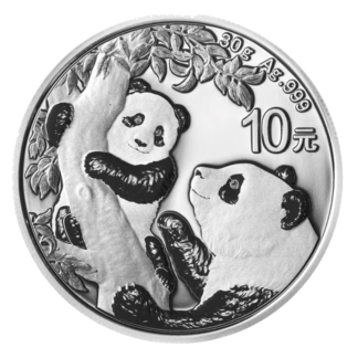30g China Panda Silver Coin (2021)(Front)