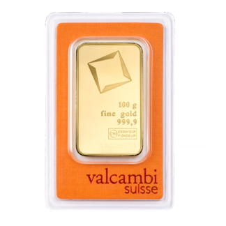 100g Gold Bar | Valcambi(Front)