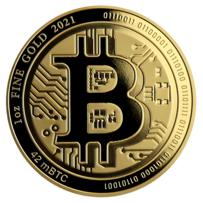 1 oz Gold Bitcoin (2021)(Front)