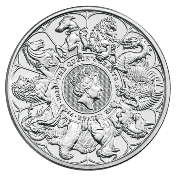 2 oz Queen's Beasts The Completer Silver Coin (2021)(Front)