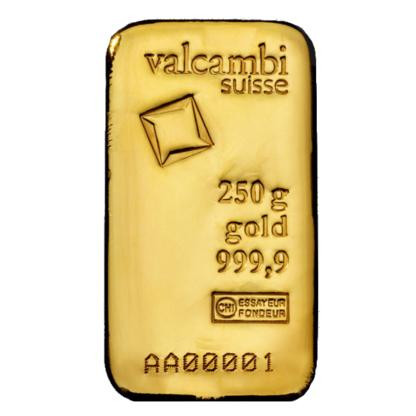 250g Gold Bar | Casted | Valcambi(Front)