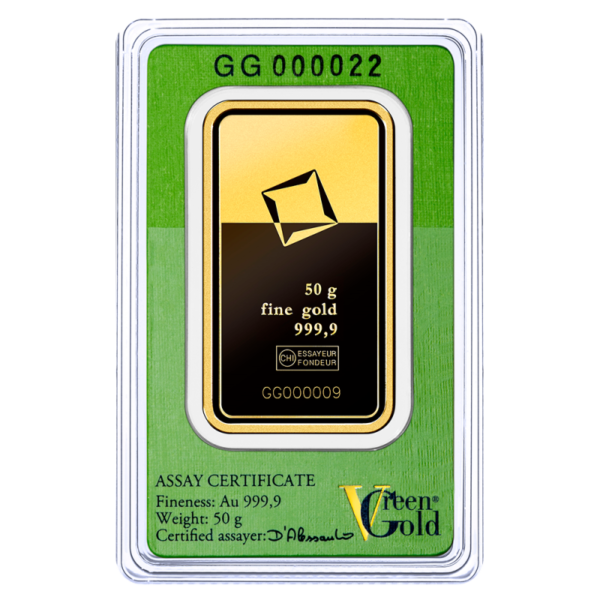 50g Gold Bar | Valcambi | Green Gold(Back)