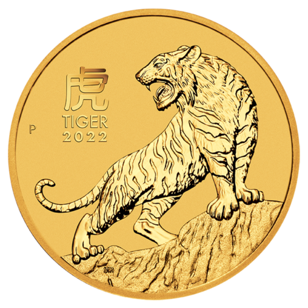 1/10 oz Lunar III Tiger Gold Coin | 2022(Front)