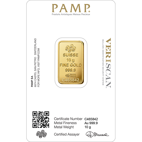 10g Gold Bar | PAMP Fortuna(Back)