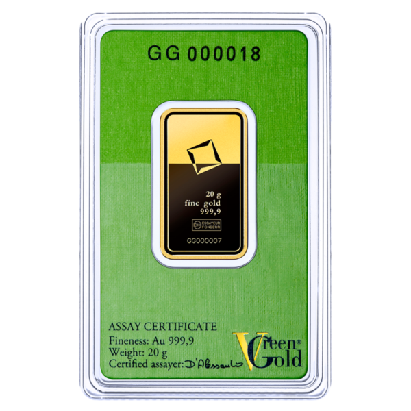 20g Gold Bar | Valcambi | Green Gold(Back)