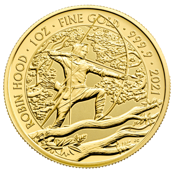 1 oz Robin Hood Gold Coin (2021)(Front)