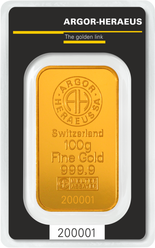 100g Gold Bar | Argor Heraeus | Kinebar(Back)